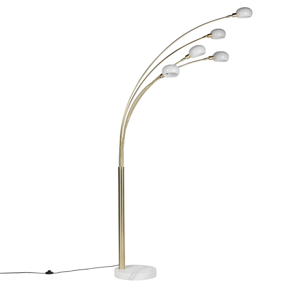 QAZQA Art deco vloerlamp goud 5-lichts - Sixties Marmo