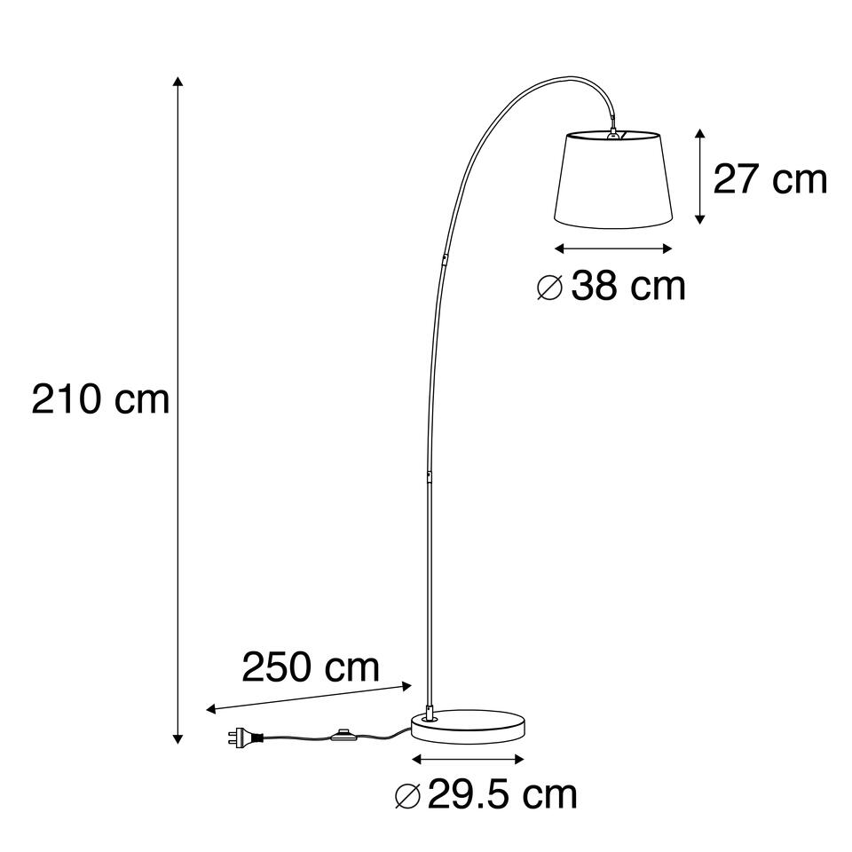 QAZQA Moderne booglamp met grijze kap- Bend