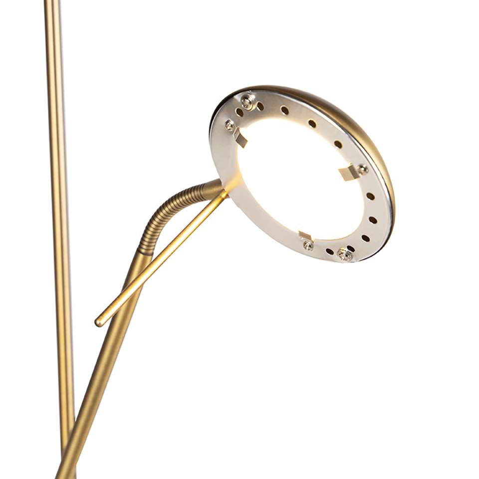 QAZQA Vloerlamp brons met leeslamp incl. LED en dimmer - Diva 2