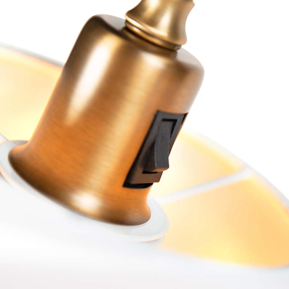 QAZQA Klassieke vloerlamp brons met witte kap - Ashley