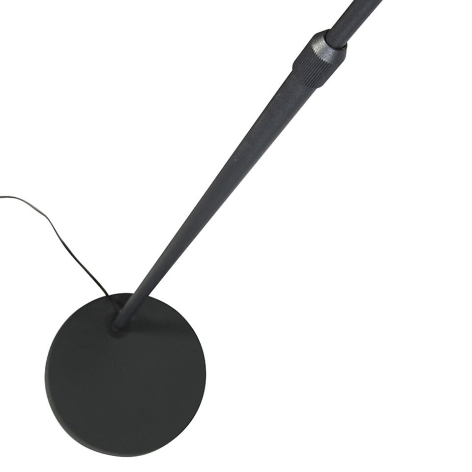 QAZQA Moderne booglamp zwart met zwarte stoffen kap - Arc Basic