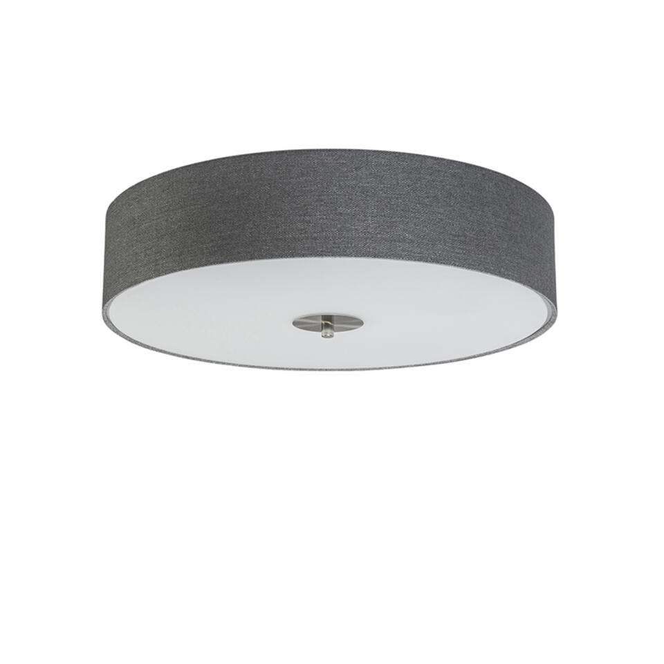 QAZQA Landelijke plafondlamp grijs 50 cm - Drum Jute