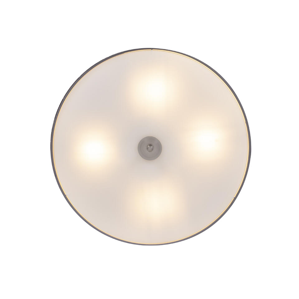 QAZQA Landelijke plafondlamp grijs 50 cm - Drum