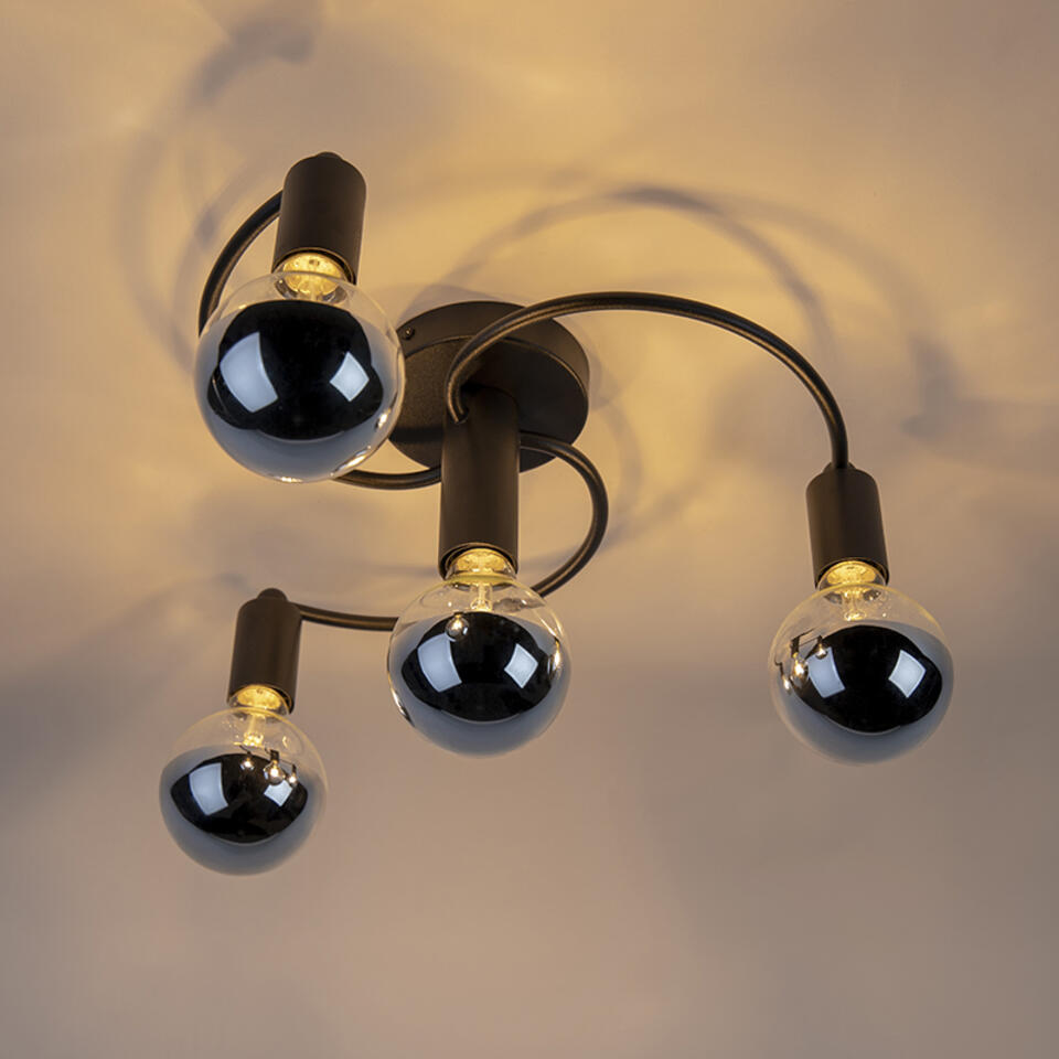 QAZQA Art deco plafondlamp zwart 4-lichts - Facil