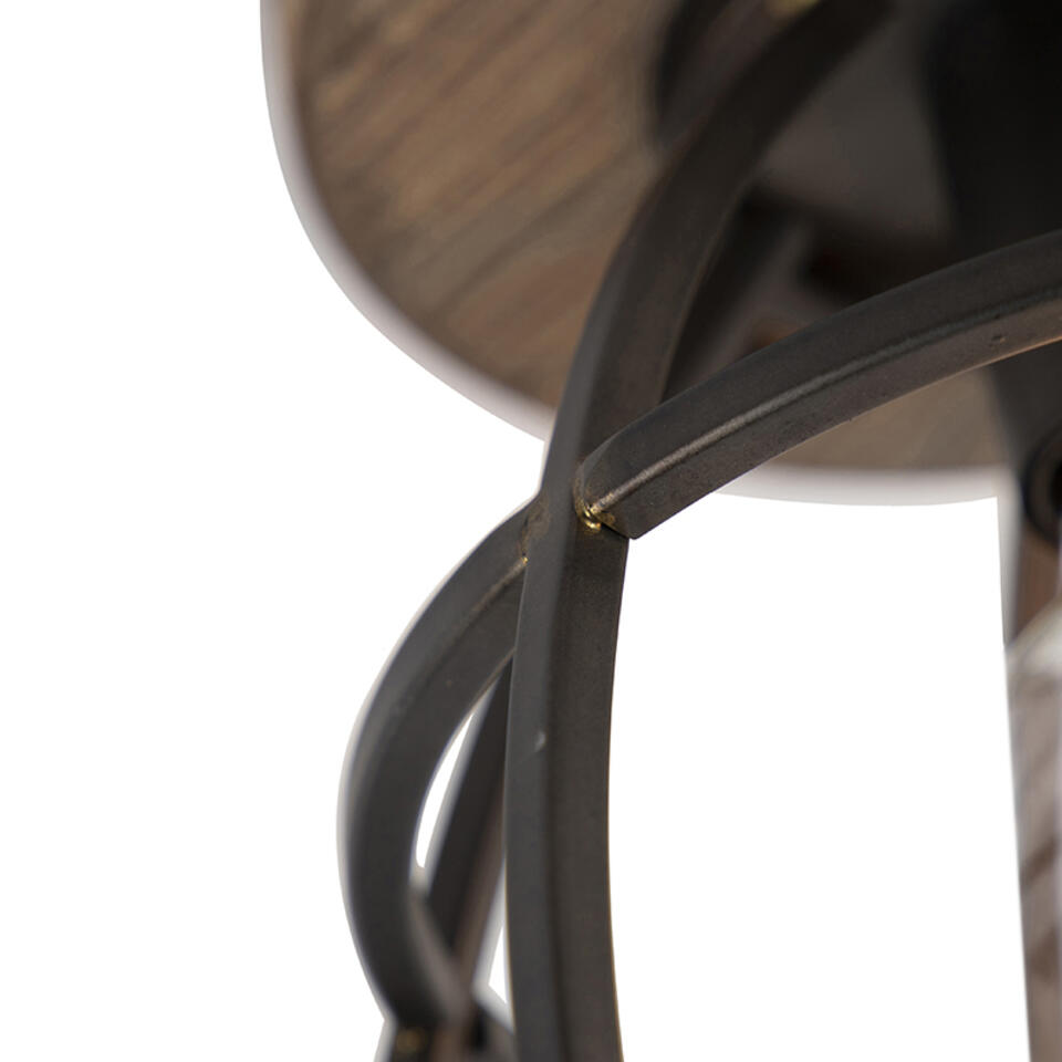 QAZQA Smart plafondlamp zwart met hout incl. WiFi E27 - Arthur