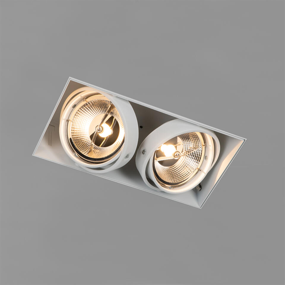 QAZQA Inbouwspot wit GU10 AR111 trimless 2-lichts - Oneon