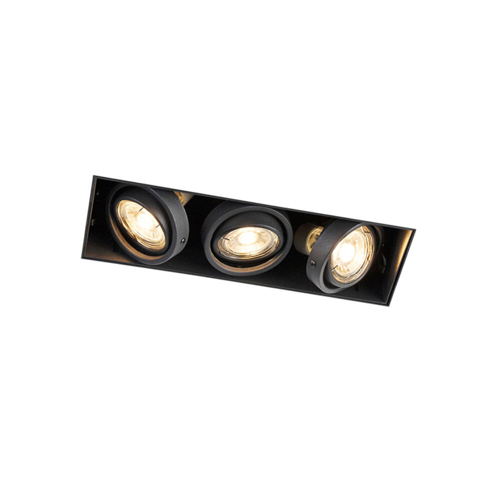 QAZQA Inbouwspot zwart draai- en kantelbaar trimless 3-lichts - Oneon