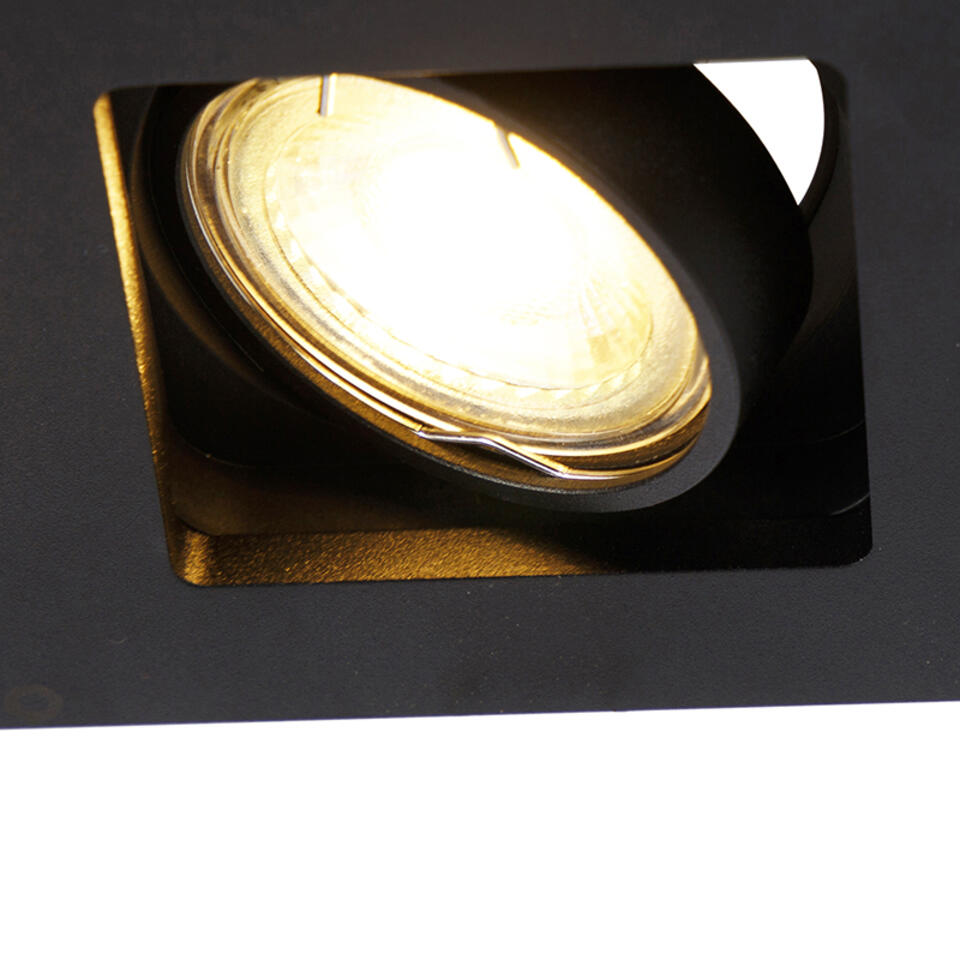 QAZQA Inbouwspot zwart rechthoekig 2-lichts - Qure