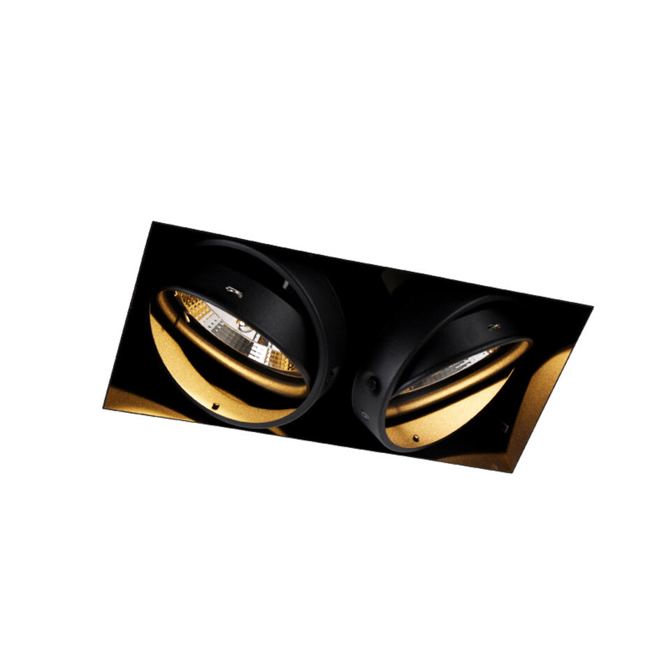 QAZQA Inbouwspot zwart GU10 AR111 Trimless 2-lichts - Oneon
