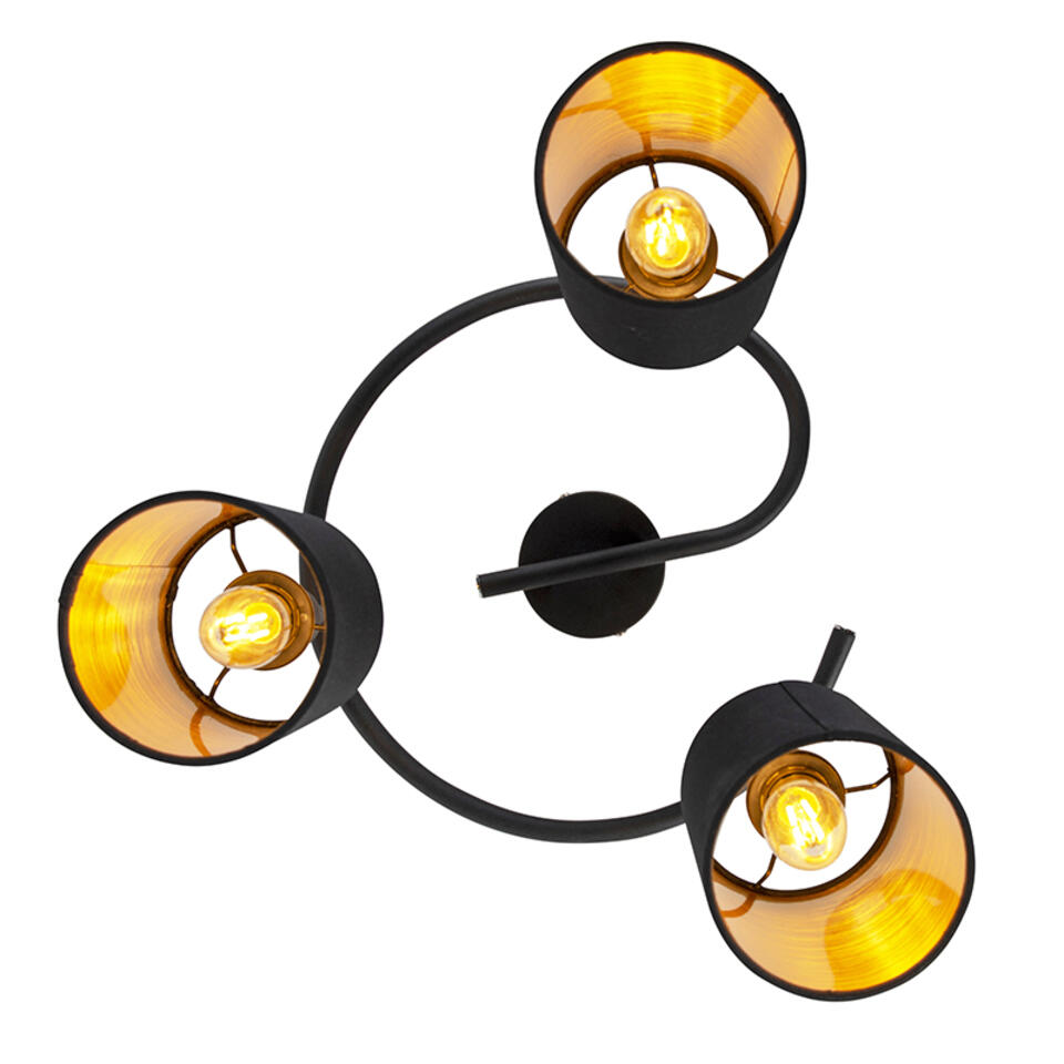 QAZQA Moderne plafondlamp zwart 3-lichts - Lofty