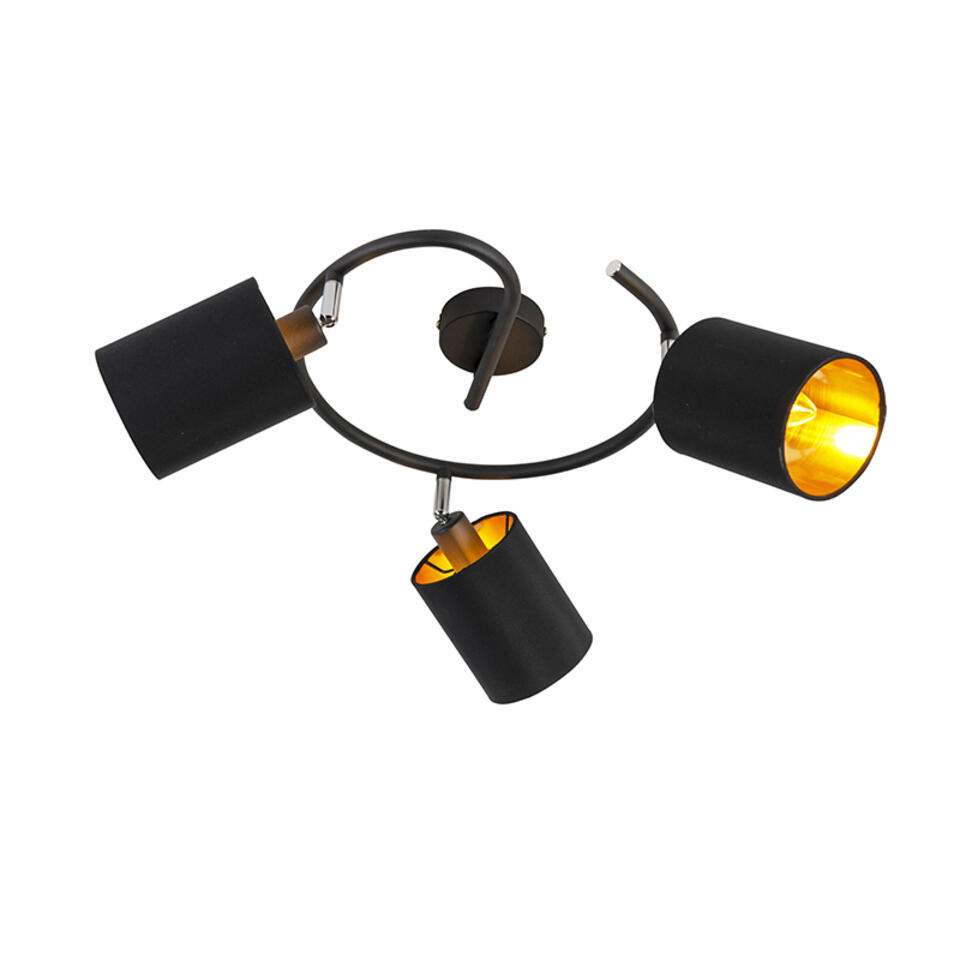 QAZQA Moderne plafondlamp zwart 3-lichts - Lofty
