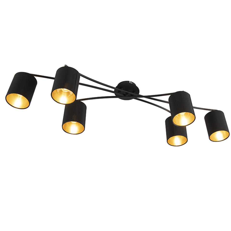 QAZQA Moderne plafondlamp zwart - Lofty | Leen Bakker