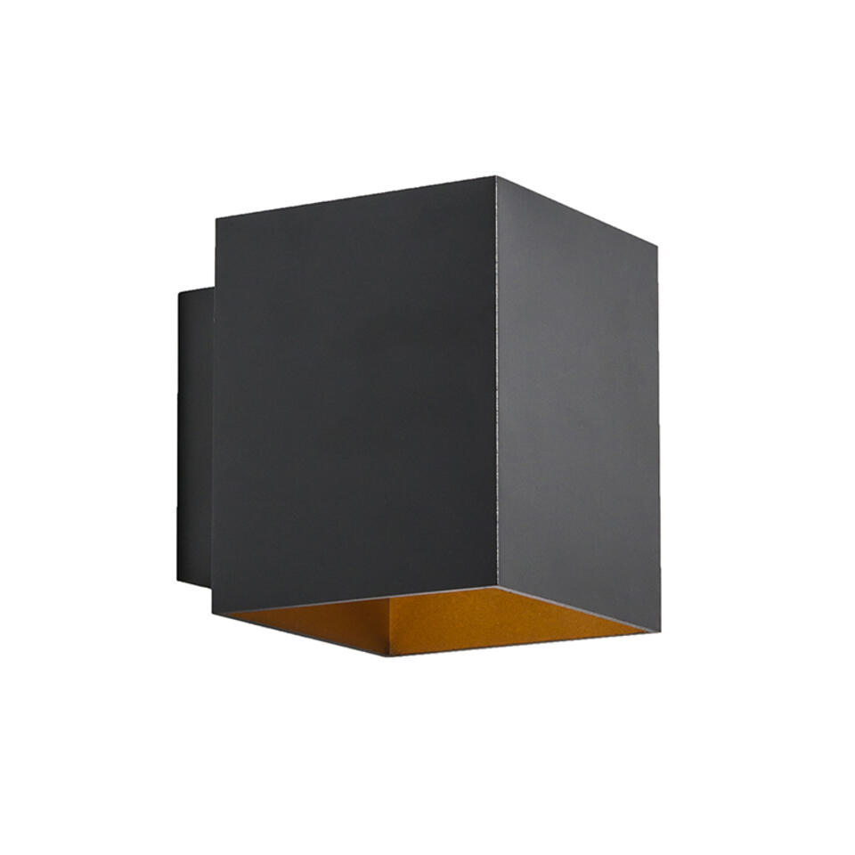 QAZQA Design wandlamp zwart en goud vierkant - Sola