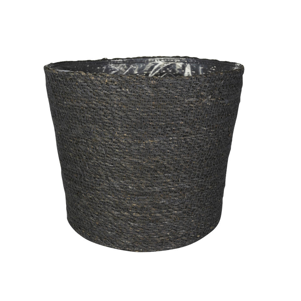 Steege Plantenpot - grijs - gevlochten zeegras - 30 x 26 cm