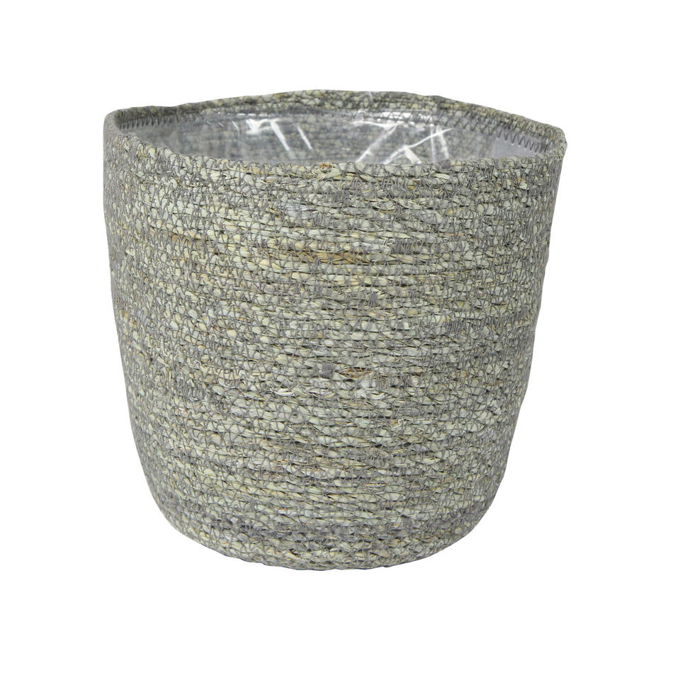 Steege Plantenpot - grijs - gevlochten zeegras - 22 x 19 cm product
