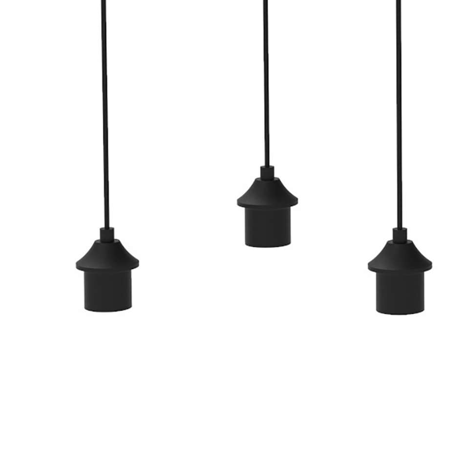 Ylumen Plafondplaat 7 lichts 120x30 cm + snoer en fittingen - zwart