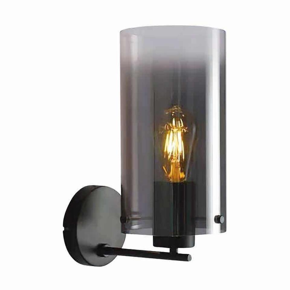 Freelight Wandlamp Ventotto H 33 cm rook glas zwart
