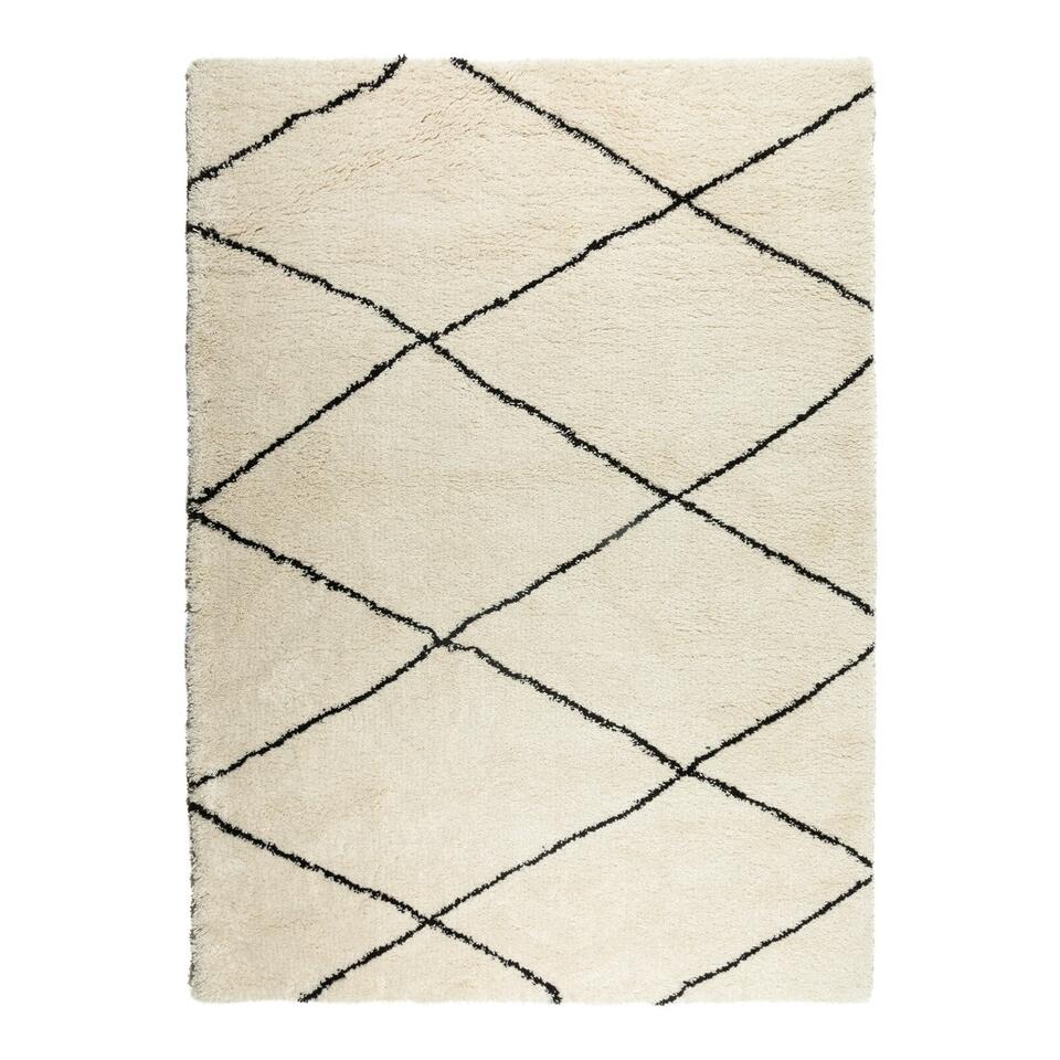 Uitdrukking mout Altaar Interieur05 Vloerkleed Berber Nea Wit/Zwart 135x190cm | Leen Bakker