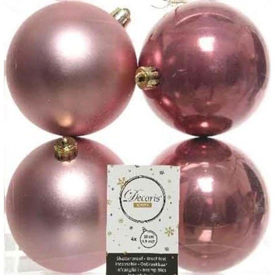 wond zomer Onverenigbaar Decoris Kerstballen - 4 stuks - oud roze - kunststof - 10 cm | Leen Bakker