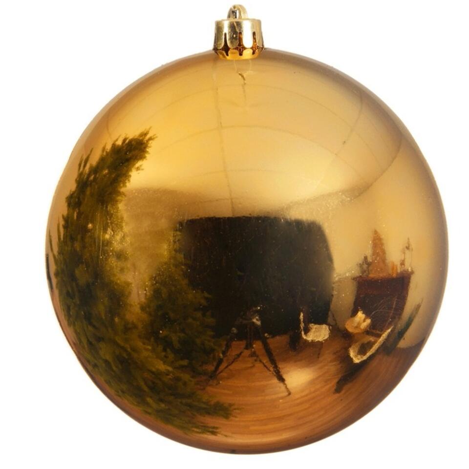 Geef energie lava Zweet Decoris Kerstbal - groot - goudkleurig - glans - kunststof - 20 cm | Leen  Bakker