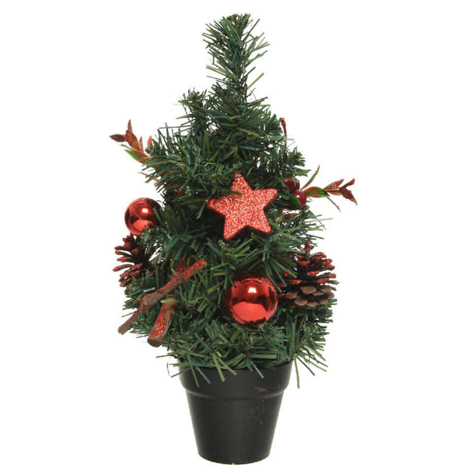 Betrouwbaar Leidingen kleurstof Decoris Kerstboom - kunst - mini - rode versiering - 30 cm | Leen Bakker