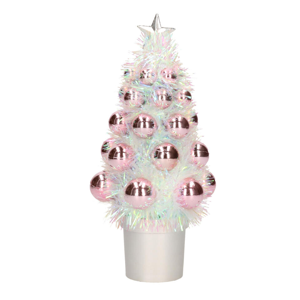 Bellatio decorations Kerstboom kunst - mini - roze 19 | Leen Bakker