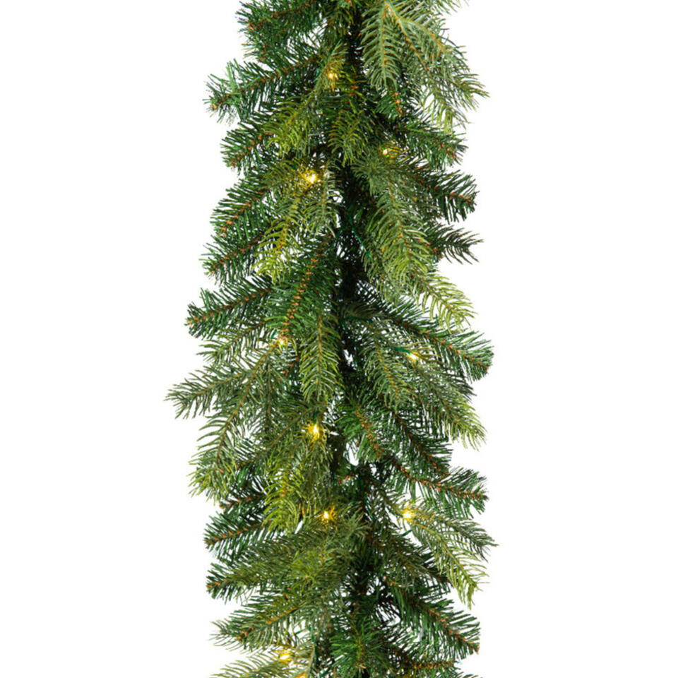 Punt Vies Afstoting Decoris Guirlande - kerstslinger - groen - met verlichting - 270 cm | Leen  Bakker