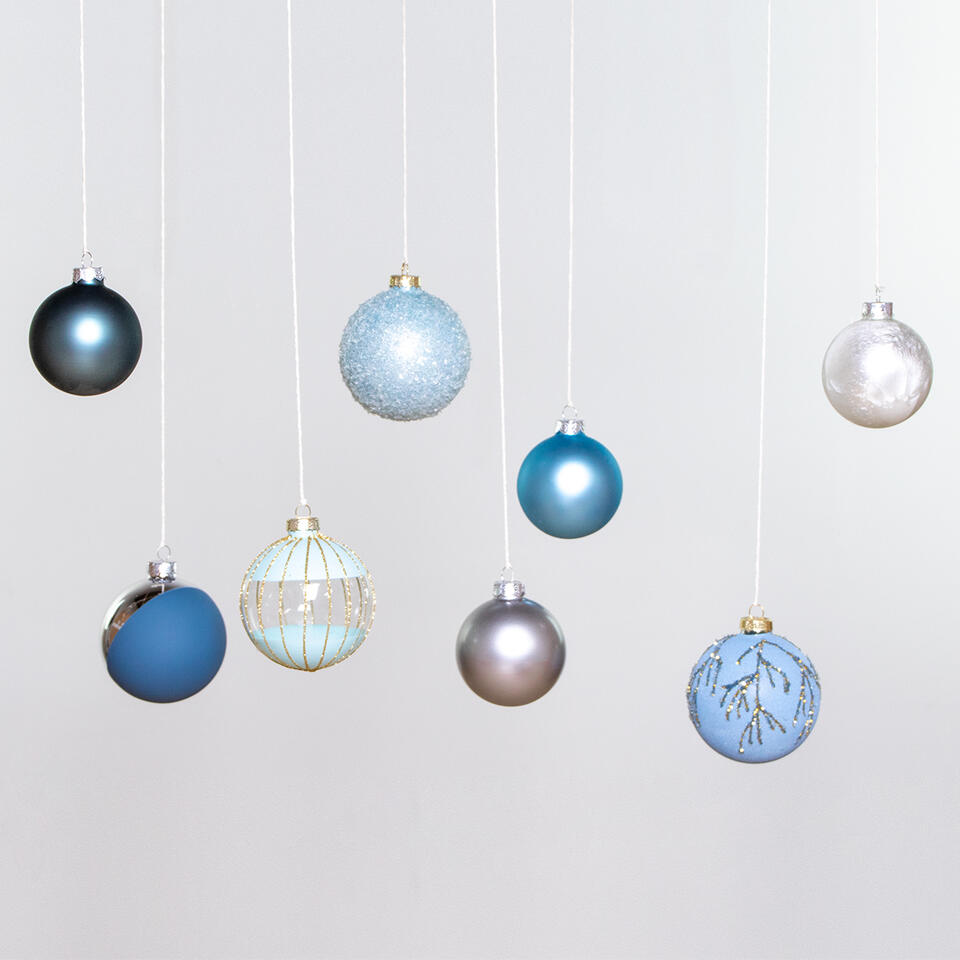 camouflage wenkbrauw Verleiden Kerstcollectie - Kerstballen - Set van 24 stuks - Gemaakt van glas - Blauw  | Leen Bakker
