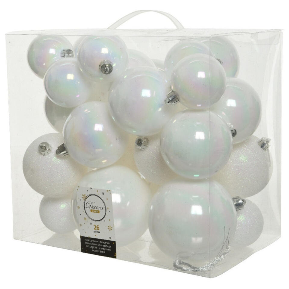 hulp in de huishouding Doe alles met mijn kracht verkrachting Decoris Kerstballen - 26 stuks - parelmoer wit - mix - plastic - 6 cm |  Leen Bakker