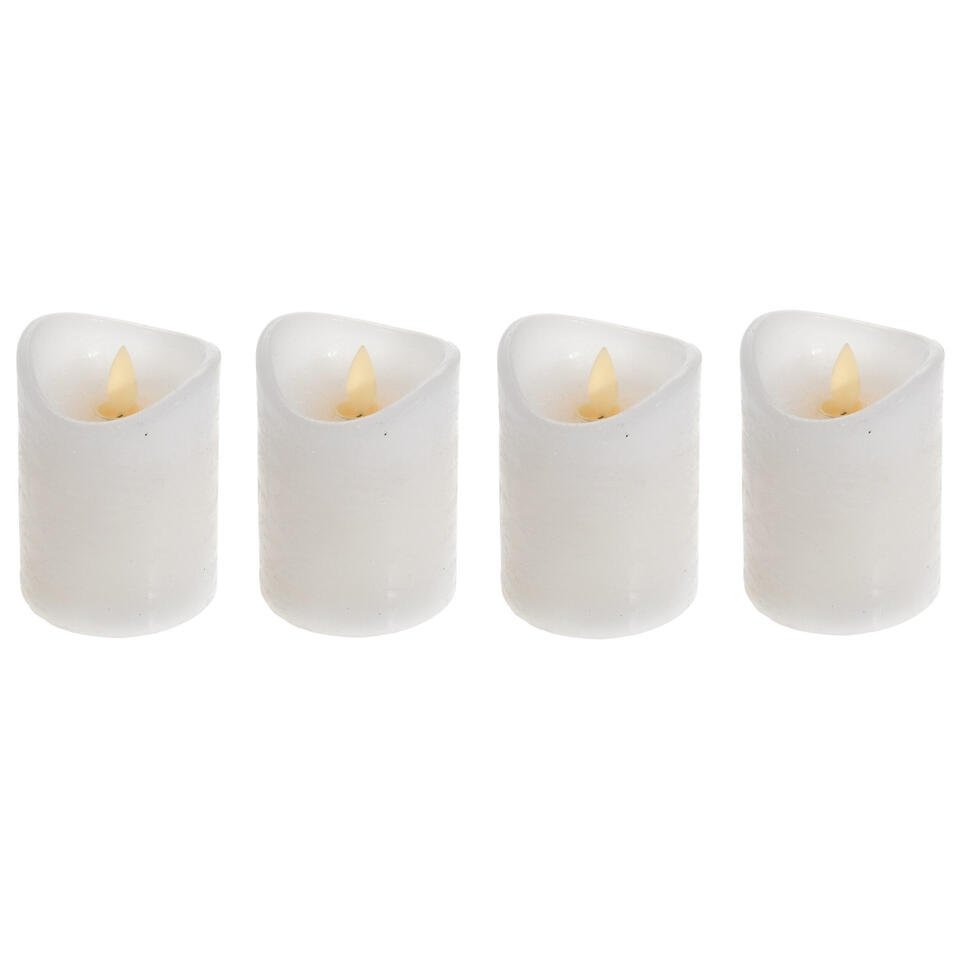Aanvankelijk Empirisch Commandant Bellatio decorations Stompkaarsen - 4 stuks - wit - LED kaarsen | Leen  Bakker