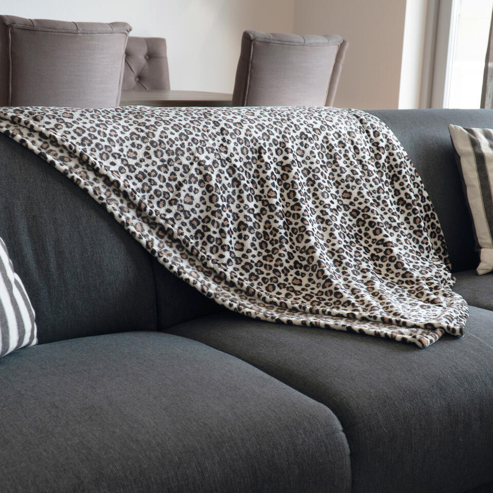 deze Waarnemen hanger Bellatio design Plaid - fleece deken - luipaard dieren print - 120 x 160 cm  | Leen Bakker