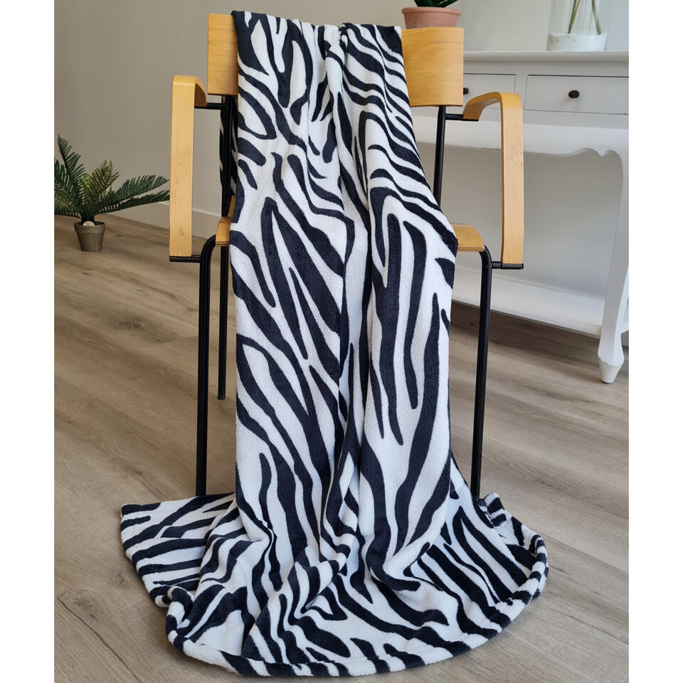 warm omhelzing Achtervoegsel Bellatio design Plaid - fleece deken - zebra dieren print - 120 x 160 cm |  Leen Bakker