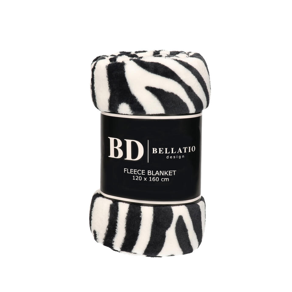 Bellatio design Plaid - fleece deken - zebra dieren print - 120 x 160 cm | Bakker
