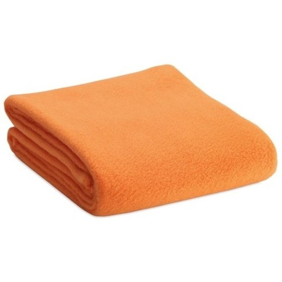 Fleece plaid oranje - x 150 cm | Leen Bakker