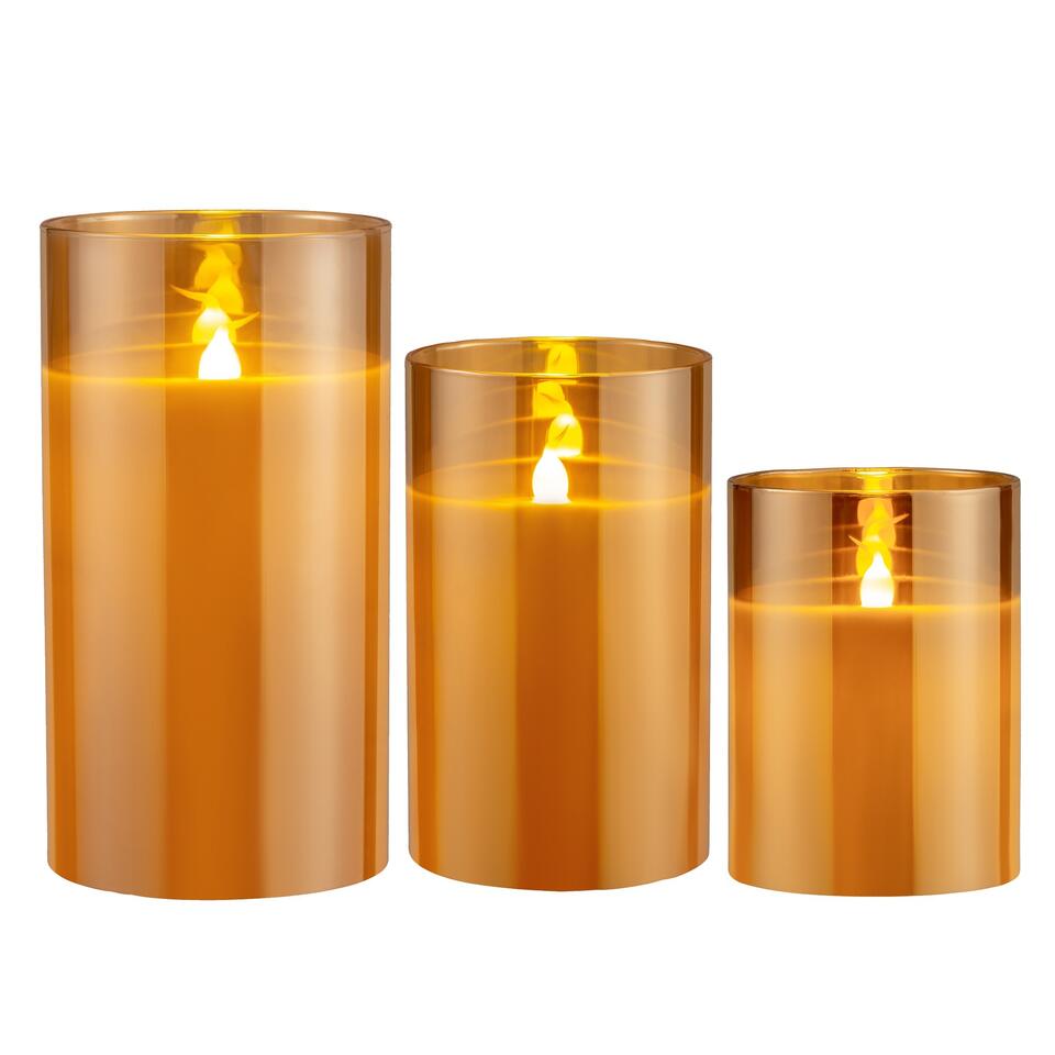 Smeren Rechtsaf Intact Pauleen LED-kaarsen Wax Classy Golden - 3 stuks | Leen Bakker