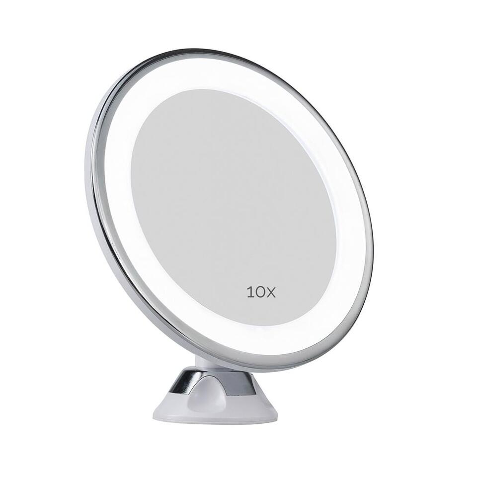 Pauleen Make-Up Spiegel met LED-verlichting - Met zuignap - 10x | Leen Bakker
