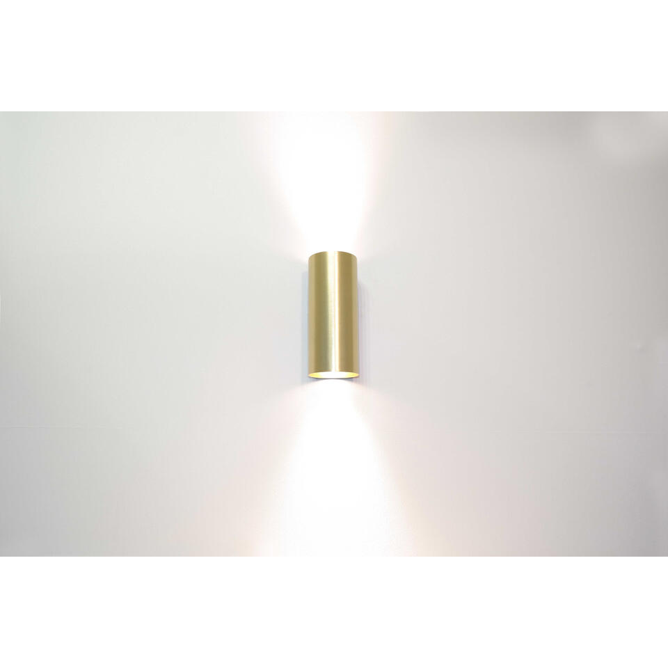 Artdelight Wandlamp Roulo 2 lichts H 15,4 Ø 6,5 cm mat goud