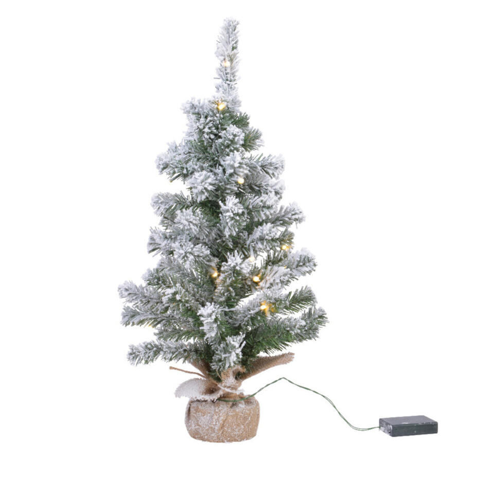 Everlands - Mini Kerstboom - Met sneeuw Met verlichting - 75 cm | Leen