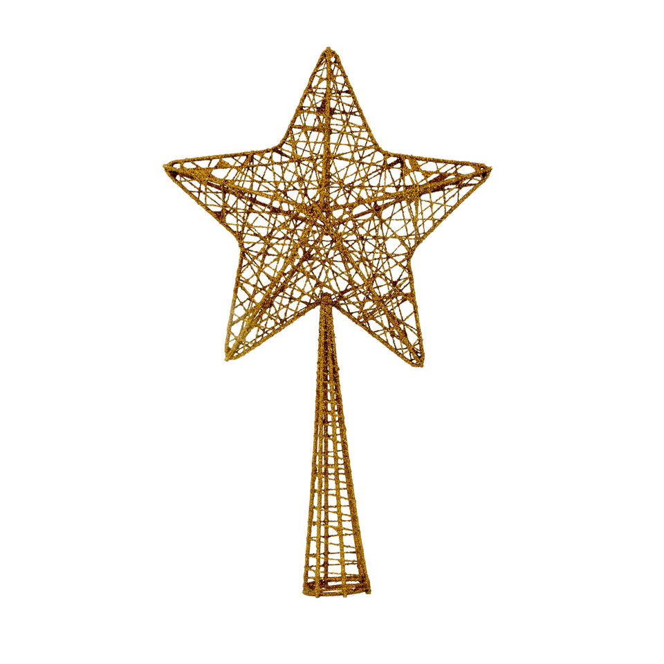 & Trendy Kerstboompiek - glitter ster - koperkleurig - cm | Leen