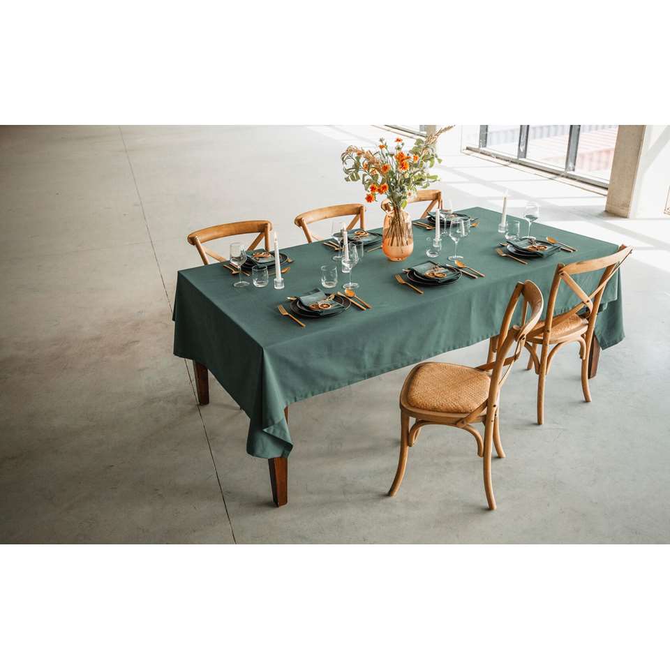diepte Mevrouw Plateau Giftbox-Tafellinnen-Dine in style-extra lang tafelkleed-Donkergroen | Leen  Bakker