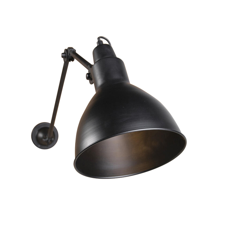 QAZQA IndustriÃ«le wandlamp zwart verstelbaar - Wye