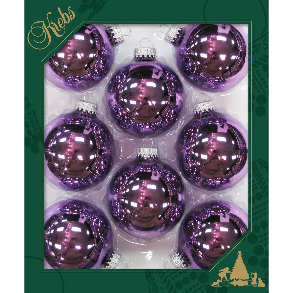Voorschrift patrouille Bloedbad Krebs Kerstballen - 8 stuks - paars glans - glas - 7 cm | Leen Bakker