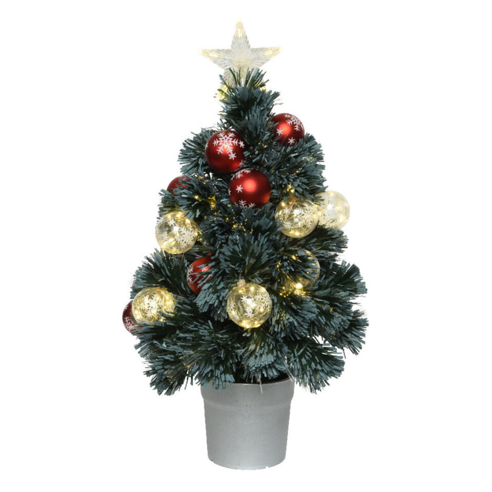 Vakantie Reageren deeltje Decoris Kerstboom - fiber - met verlichting en kerstballen - 60 cm | Leen  Bakker