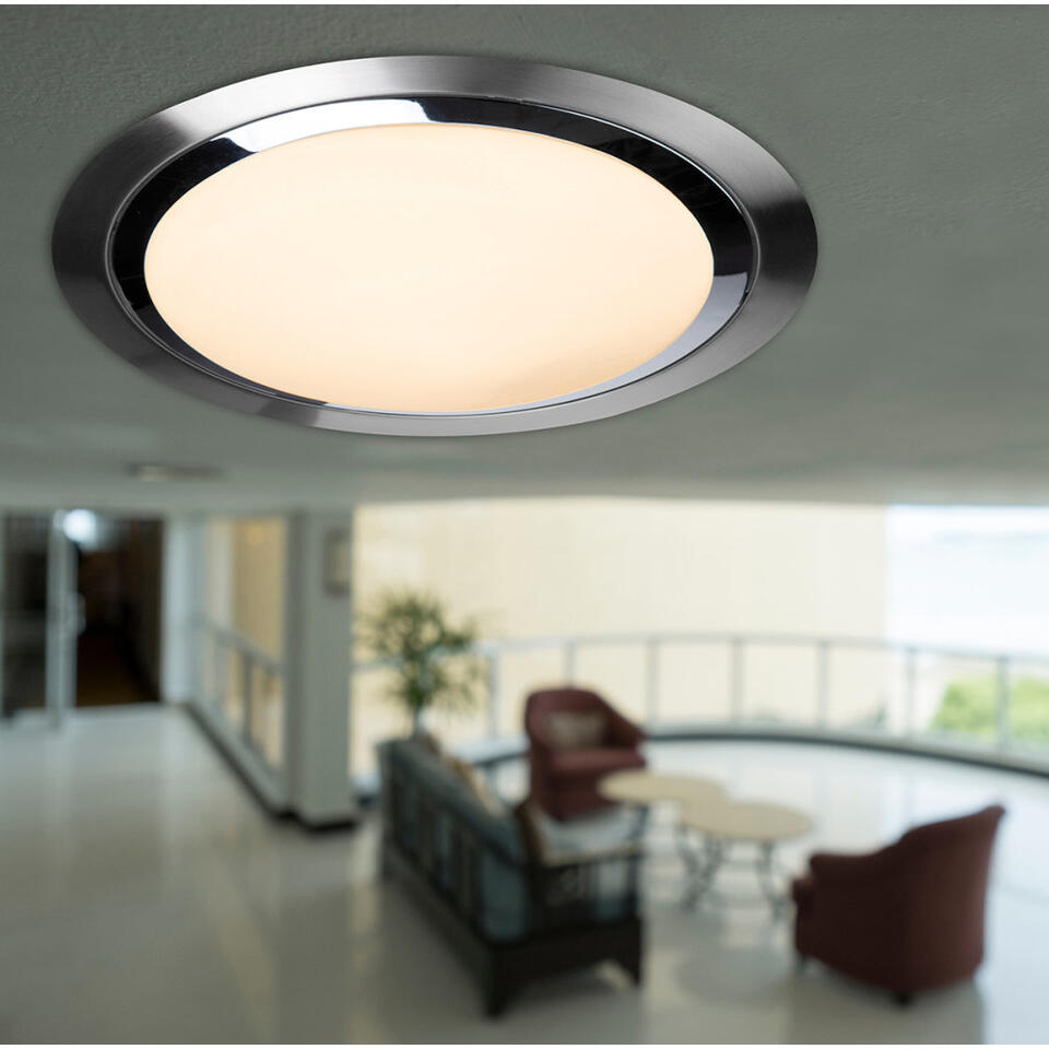 Steinhauer Plafondlamp ceiling and wall IP44 LED 1367st staal