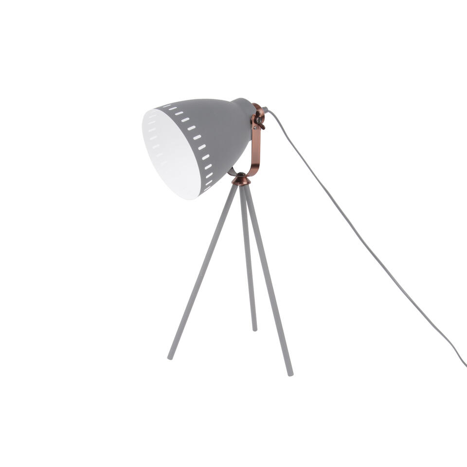 Tafellamp Mingle - 3 poten Metaal Grijs, Koper accent - 54x16,5cm