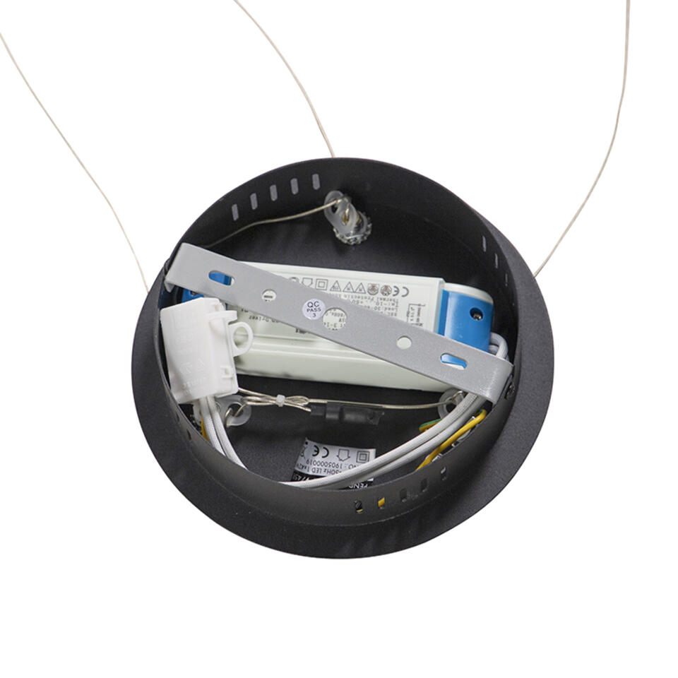 QAZQA Design ring hanglamp zwart 60cm incl. LED en dimmer - Anello