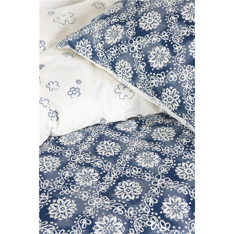 Walra - Dekbedovertrek Crossed Flowers - 240x220 cm - Blauw / Off White