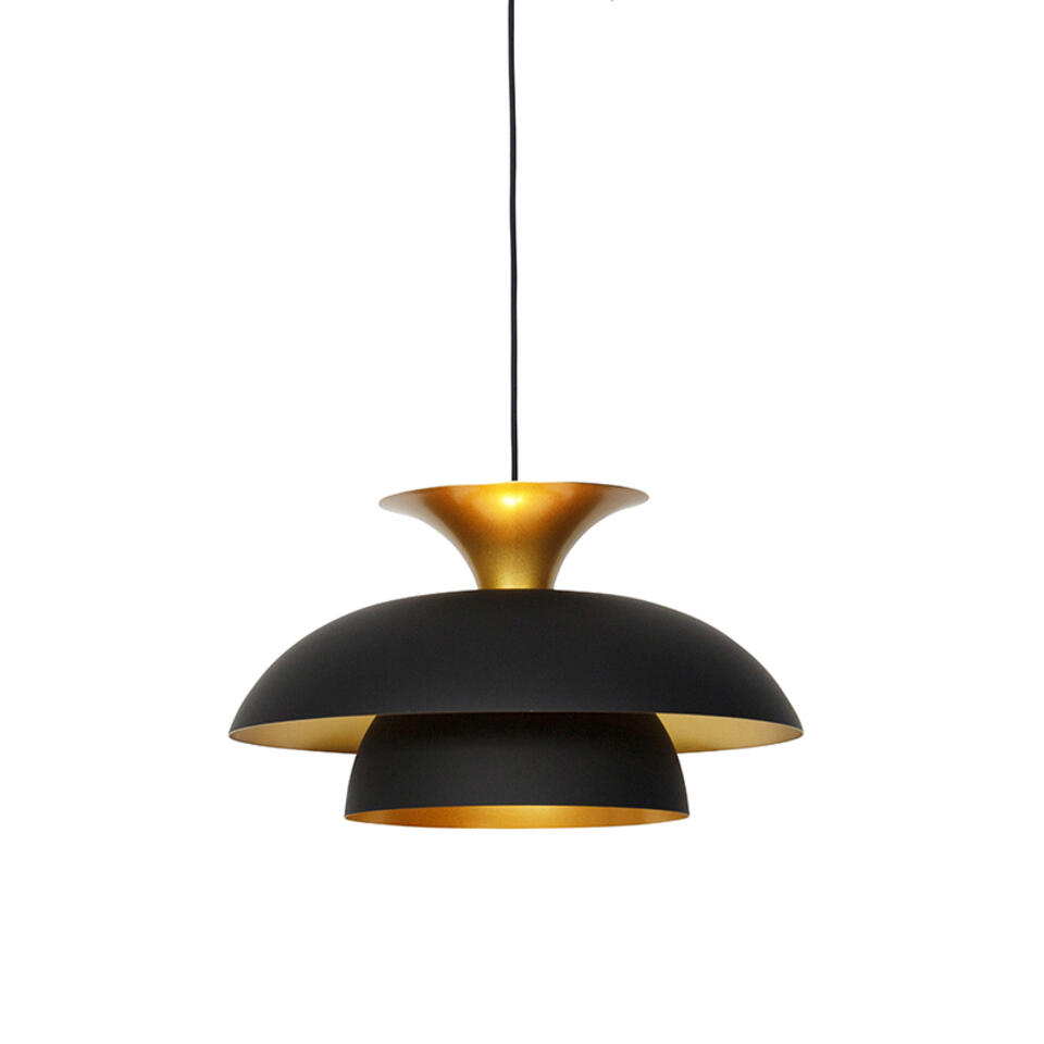 Bejaarden Wat is er mis beven QAZQA Moderne ronde hanglamp zwart met goud 3-laags - Titus | Leen Bakker