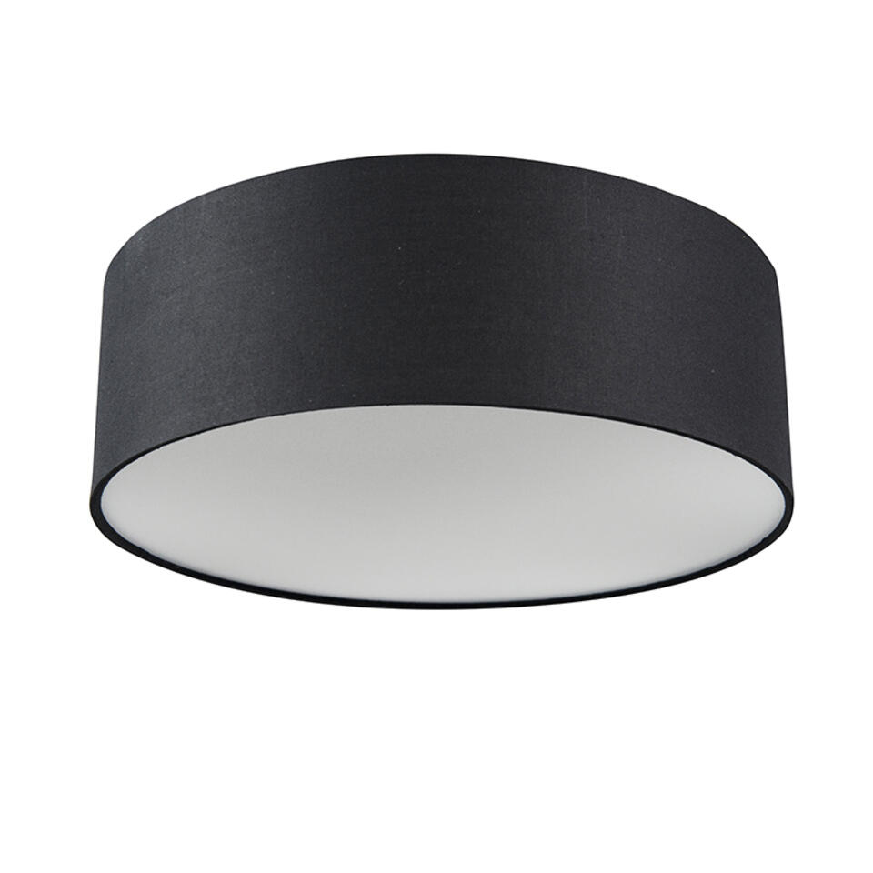 QAZQA Plafondlamp zwart 30 cm incl. LED - Drum LED