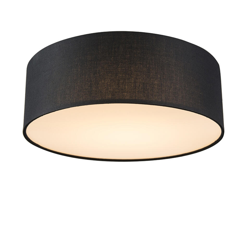 QAZQA Plafondlamp zwart 30 cm incl. LED - Drum LED